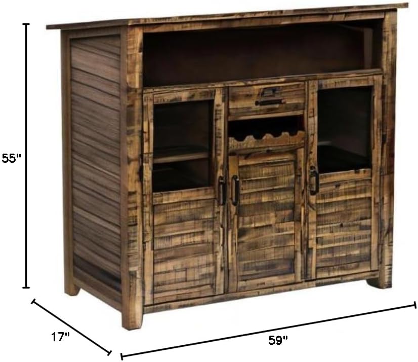 Jofran: , Cannon Valley, Wine Cabinet, 59"W X 17"D X 55"H, Cannon Valley Finish, (Set of 1)