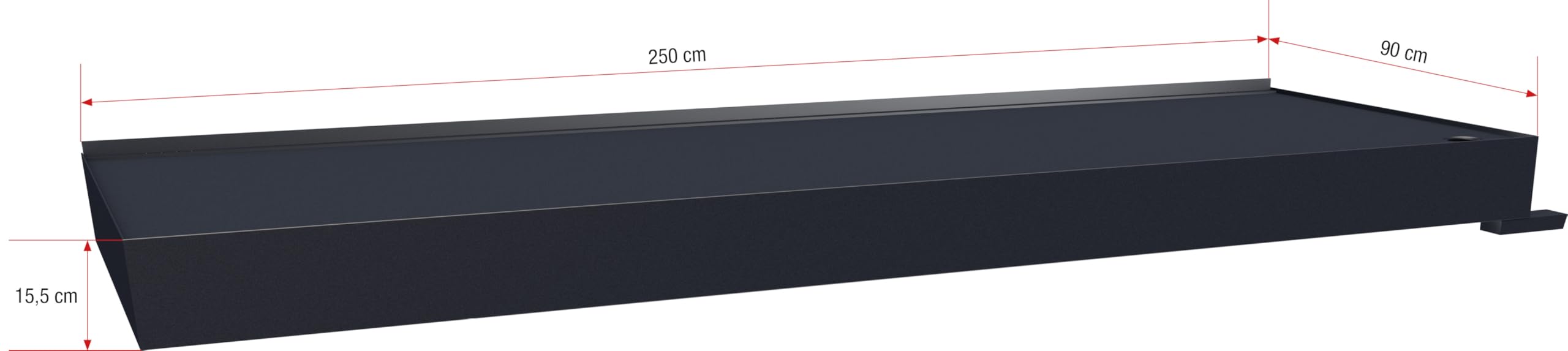 Gutta Rechteckvordach BS Plus 250 mit Wasserspeier rechts - Anthrazit | Maße: 250 x 90 x 15,5 cm (BxTxH)
