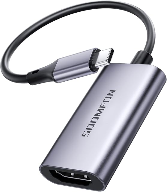 Video Capture Card - SOOMFON 4K Hdmi Capture Card 4K30fps Input, 1080P30fps for Streaming, Video Conferencing, Gaming, on OBS and More(USB C)