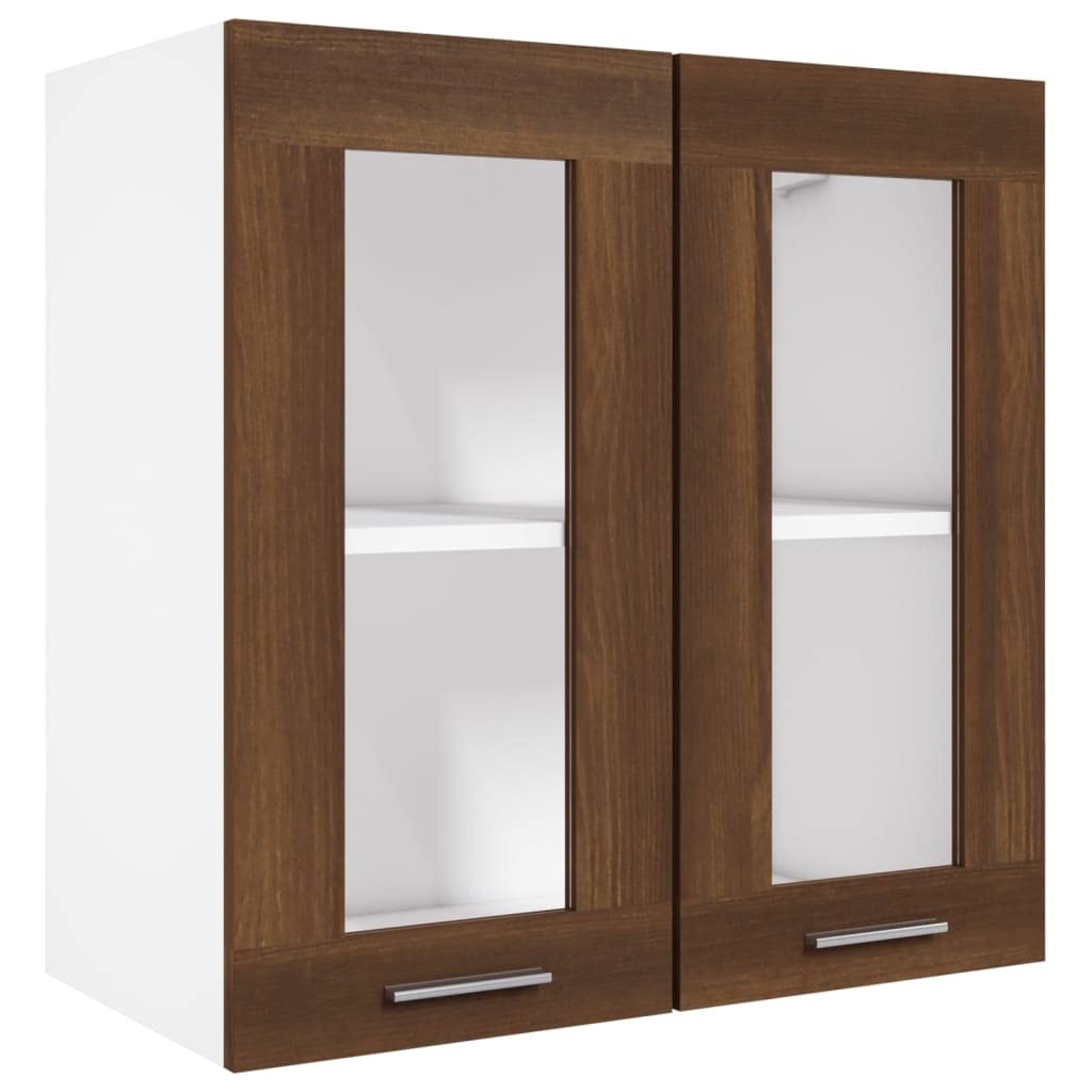 Moderno armario colgante Lyon cristal marrón roble 60 x 31 x 60 cm material de madera: práctico armario de cocina con diseño sencillo y funcionalidad, armario colgante con superficie lisa