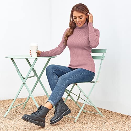 Image of Rocorose Women's Ribbed Turtleneck Sweater Long Sleeve Knitted Solid Pullover