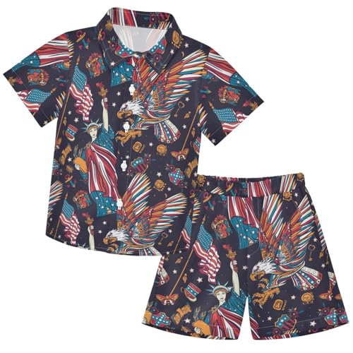 Image of visesunny Boy Floral Short Sleeve Button Down Shirt & Casual Shorts Set Summer Outfits 3-10 Years Clothes