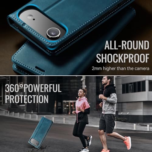 Cracedily Wallet Case for iPhone 17 Air Leather Wallet Flip Cover with Card Holder, Kickstand, Magnetic Closure, RFID Blocking TPU Shockproof Phone Case Compatible with iPhone 17 Air, Blue-Green by Cracedily - Image 7