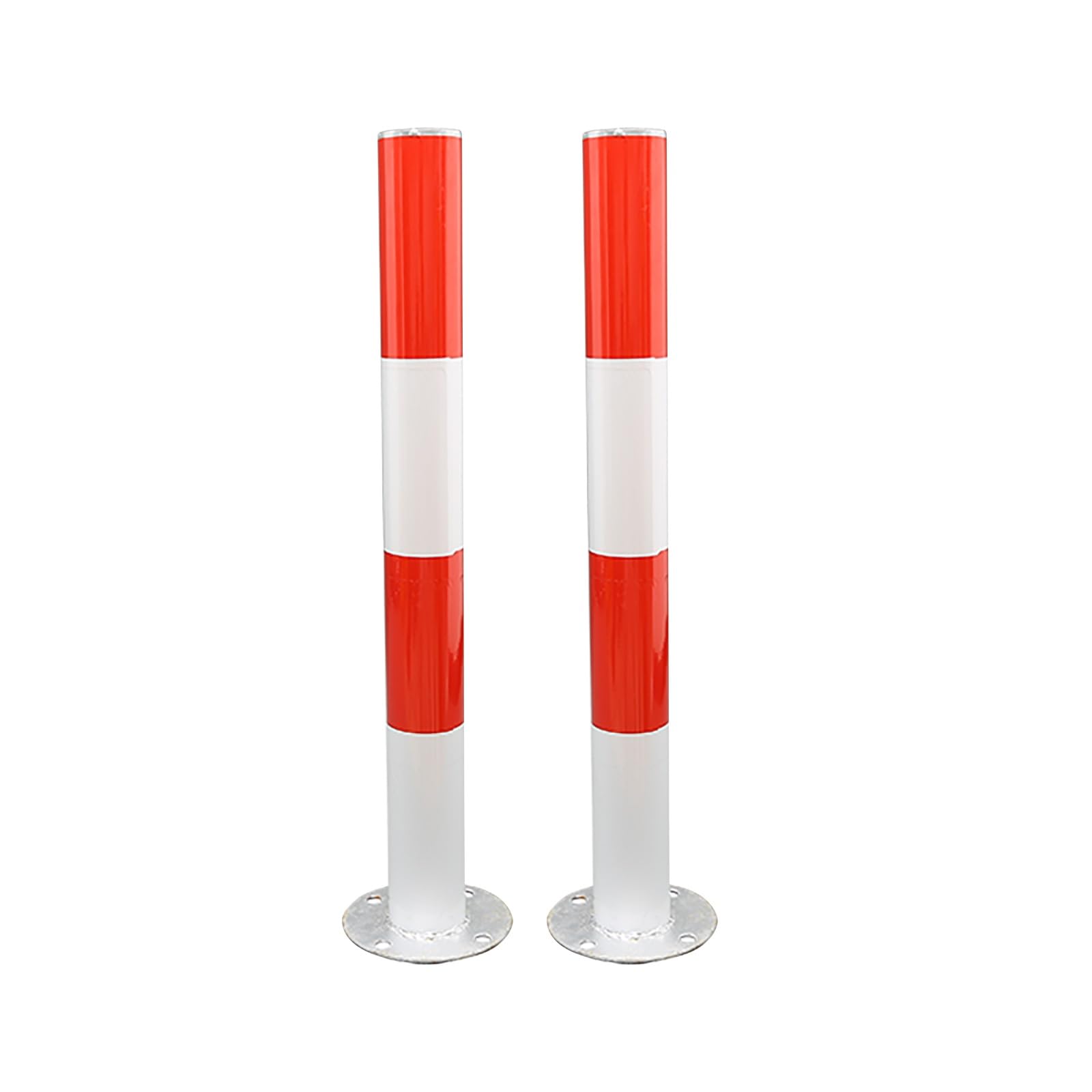 SGKOMN High Visibility Metal Safety Bollards with Reflective Strips - Traffic Barrier Posts for Driveways, Parking Lots, and Sensitive Areas, 2pcs-Red-750mm/29.5in