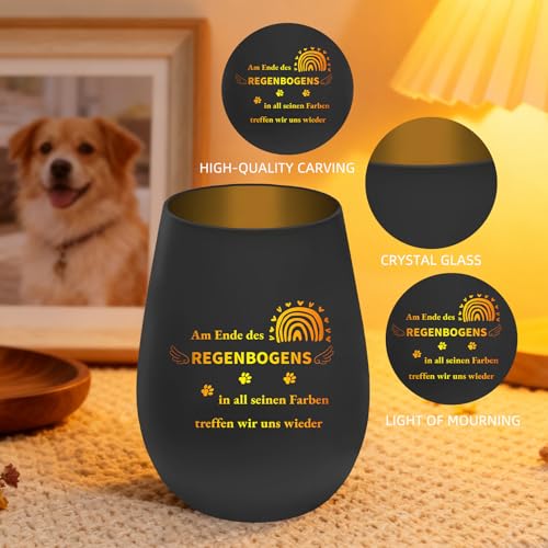 Schwarz Trauerkerze Mit Gravur, Haustier Trauergeschenk, Haustier Trauerlicht, Trauerkerzen Deko, Gedenkstein Hund, Gedenkstein Katze,Trost Geschenke Für Tierbesitzer