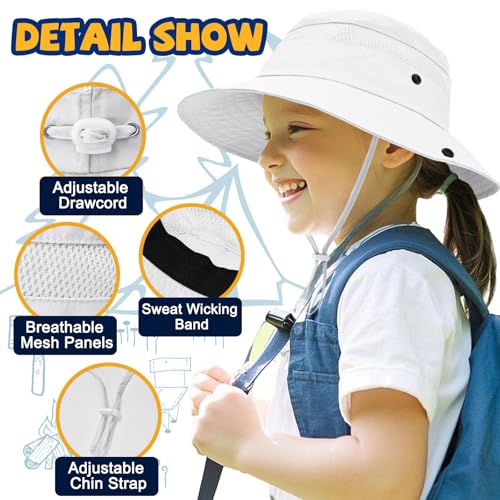 Image of Outdoor Kids Sun Hat for Boys Girls Wide Brim Mesh Bucket Hat UPF 50+ Sun Protection Breathable Summer Fishing Safari Hat