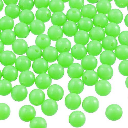 HINZIC 200Pcs 8mm Glow in The Dark Fishing Beads Saltwater Green Catfish Rig Beads Round Lure Bait Punch Fishing Accessories