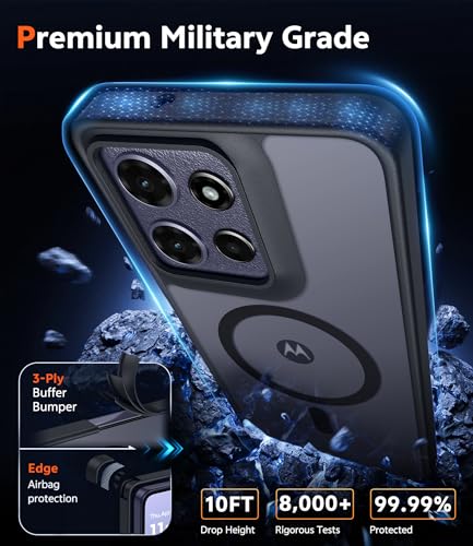 Image of FNTCASE for Moto G Power-2026 Case: Matte Translucent Moto G Power 2025 Phone Cases with Screen Protector Lens Protection Compatible with Magsafe Rugged Protective Cover (Frosted Black Magnetic)