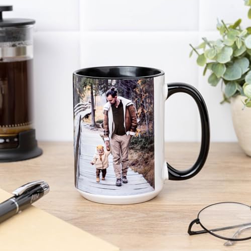 Imagen de Wanapix Taza XL Personalizada con Foto y Texto Capacidad de 440ml Taza Grande de Cerámica con Diseño Único Regalo Original Apta para Microondas Interior y Asa Color Negro