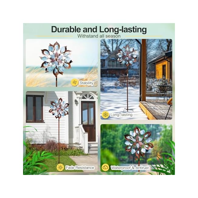 Lariander Wind Spinners Outdoor for Yard and Garden, Metal Large Wind Spinner, Sculptures 84 Inch, Garden Spinner Windmills Decor