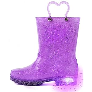 Outee Toddler Kids Adorable Lightwight Waterproof Rain Boots Light Up by Steps