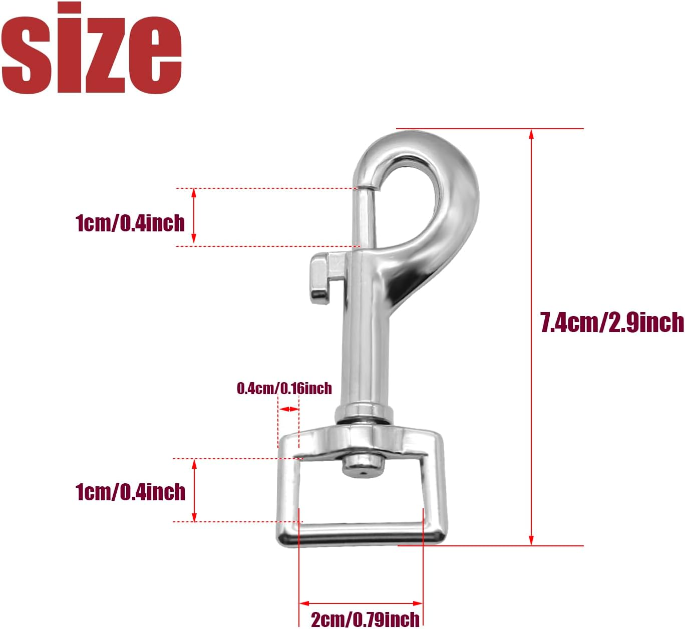 4 Pack Swivel Bolt Snap Hooks Dog Leash Hooks Dog Clips Trigger Snaps for Heavy Duty Pet Leashes & Collar, Flag Clasp, Single Ended Clip, Key Chain Clasp, Pet Buckle, DIY Project