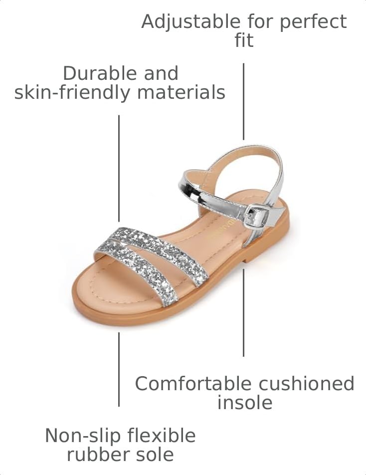 Image of PANDNAINJIA Girls Sandals Open Toe Toddler Kids Dress Summer Shoes