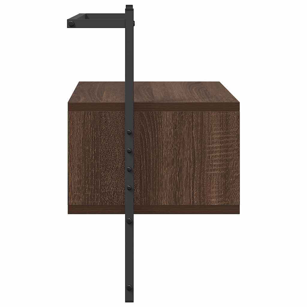 Comodino da parete sospeso, effetto rovere, 35 x 30 x 51 cm | Consolle da parete salvaspazio per camera da letto con pratico cassetto e superficie facile da pulire.