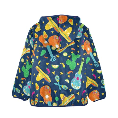 Guitar Sombrero Maracas Girls Fleece Jacket Girls Fall Jacket Girls Zip Up Hoodie Girls Sherpa Jacket 2-10T2