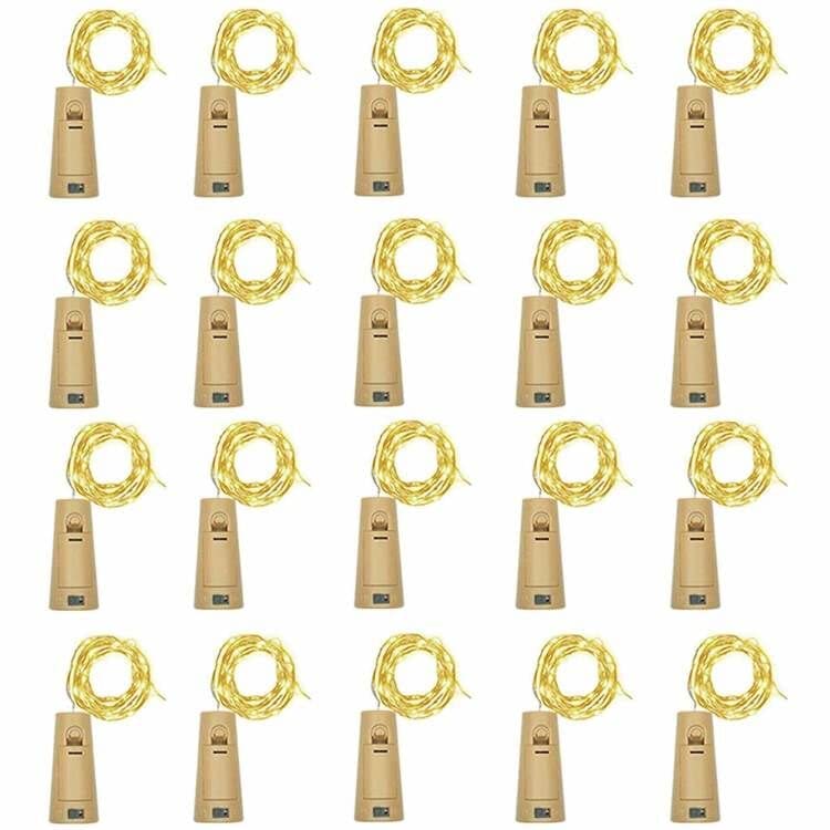 20 Pack 10 LED Wine Bottle Cork Lights, Fairy Mini String Lights Copper Wire, Battery Operated Starry Lights for DIY, Christmas, Halloween, Wedding, Party, Indoor&Outdoor (20 Pack, Warm White)