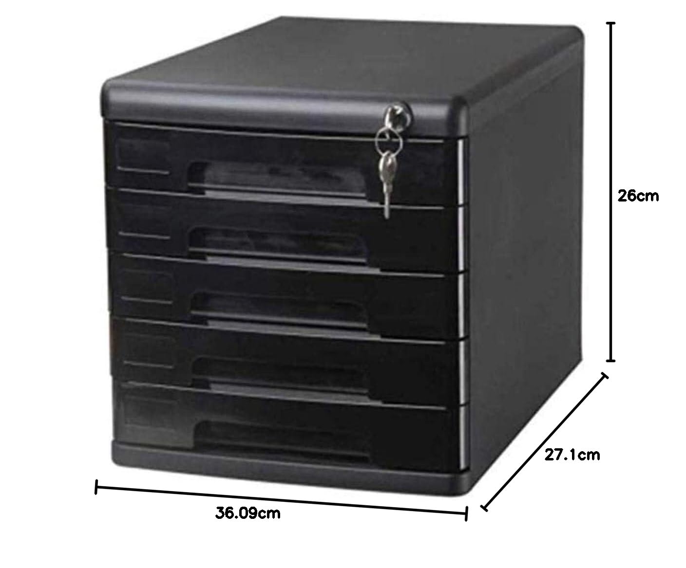 Armadietto di archiviazione di file Libreria con serratura a 5 cassetti 36,1 * 27,1 * 26 cm - Schedario Armadietto da scrivania per ufficio - Scatola di immagazzinaggio per file, documenti, carte