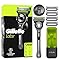 GilletteLabs Rasoio A Mano Libera Con Barra Esfoliante, 1 Manico + 5 Lamette Di Ricambio, Include Gancio Da Parete e Custodia Da Viaggio