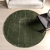 Nuloom Kailani Green, 6' Round, Geometric, Soft and Cozy, High Traffic, Stain Resistant, Easy Clean, Durable Washable Area Rug for Bedroom, Living Room, Dining Space, Den, Foyer, Entryway