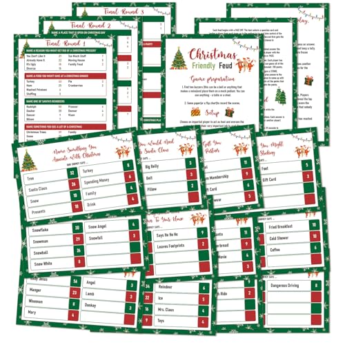 OXEDP Christmas Family Feud Game, Christmas Party Games, Christmas Games for Family Party, Christmas Games for Adults, Christmas Party Activity-CHMF02