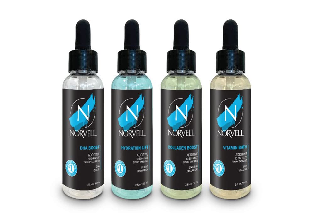 Norvell Pro Lab Kit - Professional Spray Tan Additives Kit, DHA Boost 2 oz., Hydration Lift 2 oz., Collagen Boost 2 oz., & Vitamin Bath 2 oz.