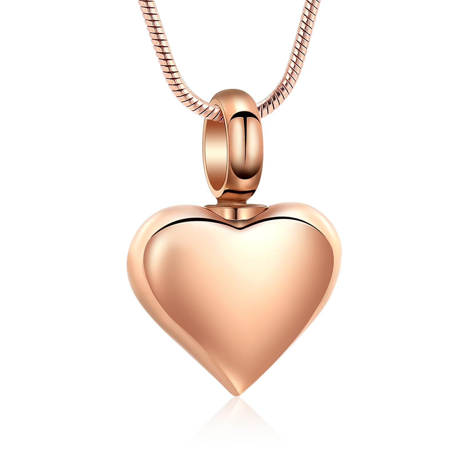 VCCWYQK Mini Heart Cremation Urn Necklace for Ashes Stainless Steel Memorial Ashes Pendant Keepsake Jewelry for Women Men (B)