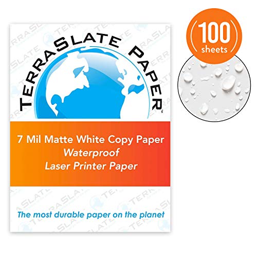 TerraSlate Copy Paper Waterproof Laser Printer, Rain Weatherproof, 8 Mil, 8.5x11-inch, 100 Sheets - Thumbnail 3