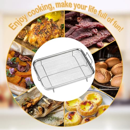 LWZko Grillkorb Mesh, Gitter Camping-Grillkorb, Ofengitterkorb, Edelstahl Ofenkorb mit Griffen, Verwendet zum Grillen und Kühlen, Laden von Obst und Gemüse