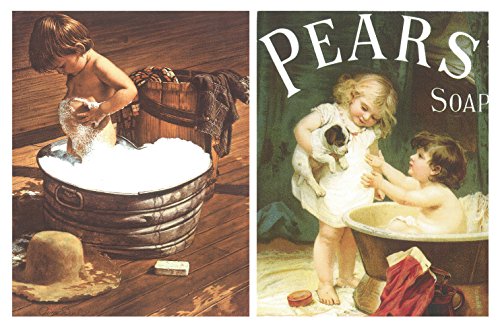 Cuadros de bao nio/nios Pears Soap. Set de 2 Unidades de 19 cm x 25 cm x 4 mm unid. Adhesivo FCIL COLGADO. Adorno Decorativo. Decoracin Pared hogar