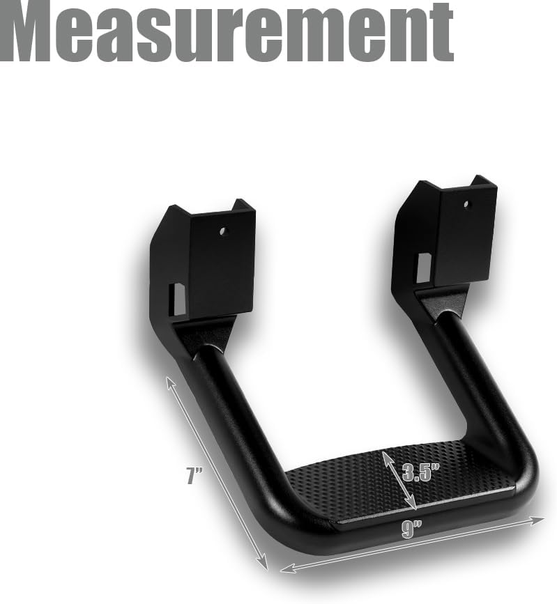 Universal Side Step Bars for Truck SUV, 1-Inch Diameter Stirrup, Aluminum Brackets, Set of 2 (Black Side Step Bar)