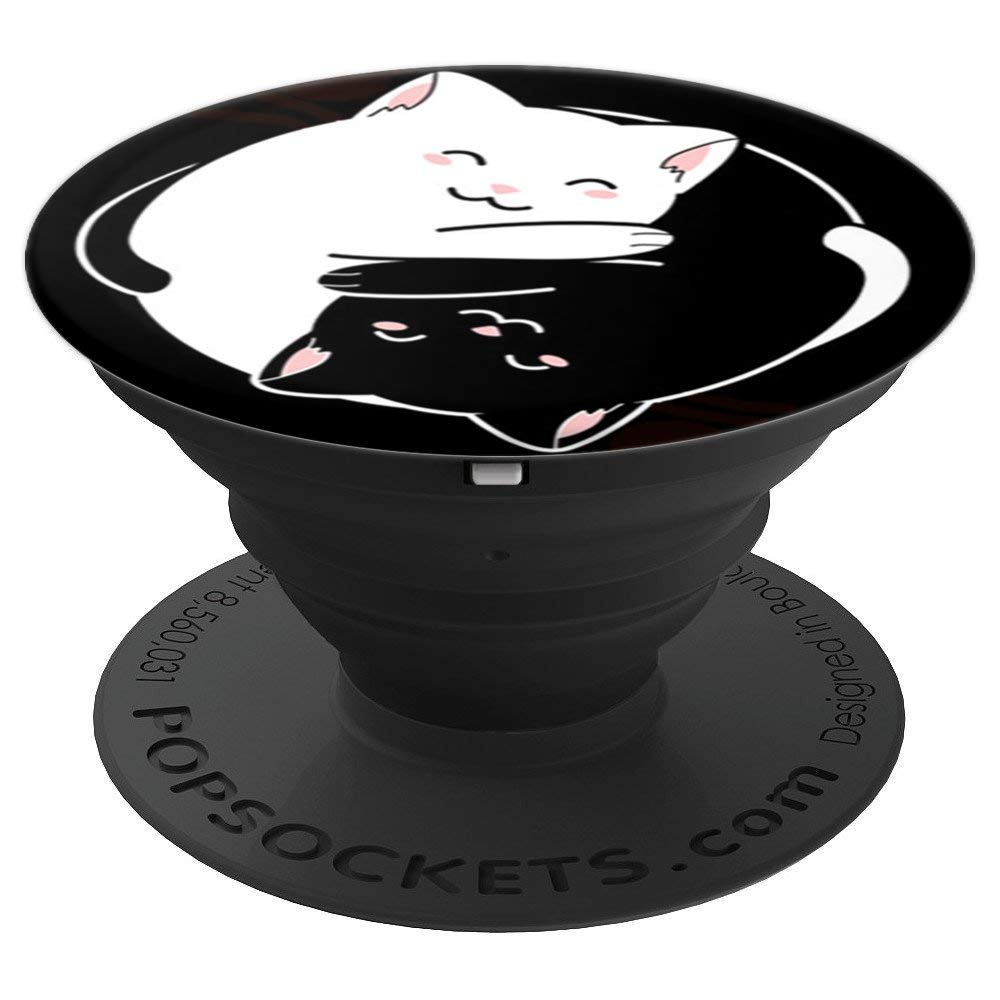 PopSockets Kawaii Cute Sleeping Baby Black And White Yin Yang Cats - L PopSockets PopGrip: Swappable Grip for Phones & Tablets
