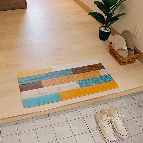 ベストコ 玄関マット 室内 40×80cm お手入れ簡単 防炎 防カビ 抗菌 防臭 ミックスウッド ライト 木目調 北欧 ND-5187 掃除機らくらく玄関マット [3]