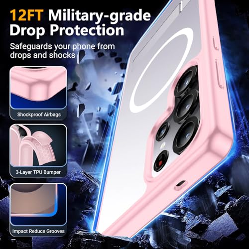 Image of SPIDERCASE Only for Samsung Galaxy S25 Ultra Case, Magnetic with [3 Stand Ways][ Military Grade Drop Protection] with Invisible Stand Shockproof Slim Case for S25 Ultra 5G 6.9'',Pink