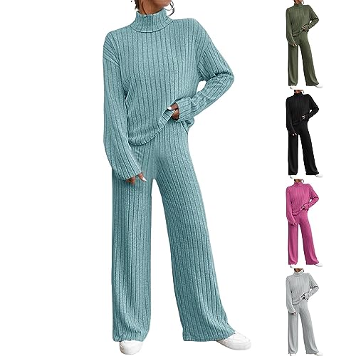 La Mejor Selección de Twin-sets para Mujer los mejores 10. 46 Conjunto deportivo de punto mujer, cuello alto, dobladillo con abertura, chándal dos piezas, ropa cómoda diaria Sueteres Twin-sets