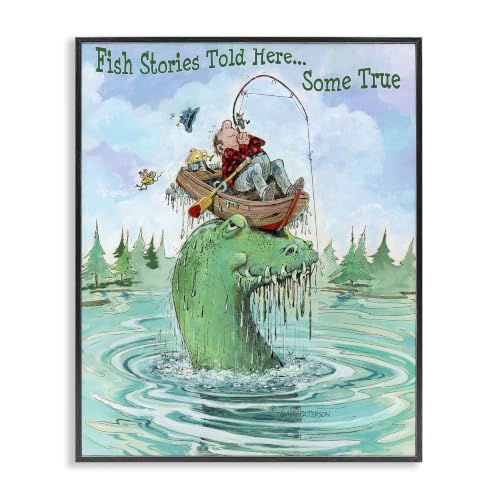 Funny Fishing Stories Told Here, 24 x 30 Inch Framed Giclée Print