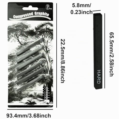 REBECASKYENS Lot de 12 fusains à dessin pressés - Crayons à charbon - Noir - Convient pour le dessin, l'esquisse, l'écriture, le design artistique – vue 2