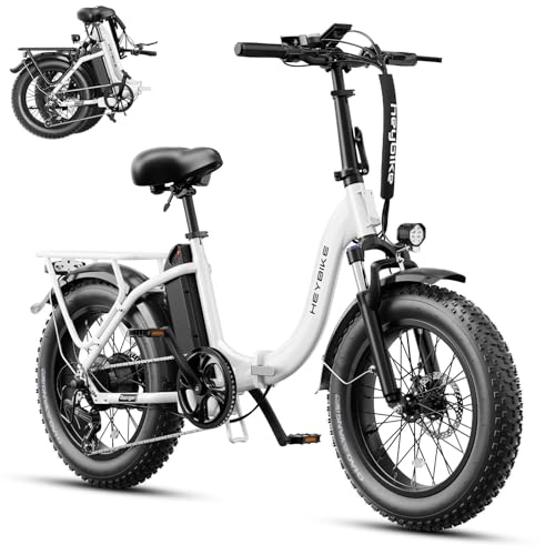 Heybike Ranger 2.0 Electric Bike for Adults, 1400W Peak Motor Ebike, 20'' Fat Tire Step-Thru E Bike with 600Wh Removable Battery, Up to 28MPH & 60 Miles, All-Terrain Folding Electric Bicycle–White
