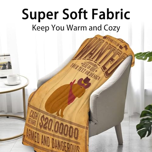 Custom Throw Blanket for Women Men - 60x80 Inches Twin Size - Soft Fluffy Cozy Blankets Gift - Brown Novelty Blanket Throws for Bed, Sofa, Winter