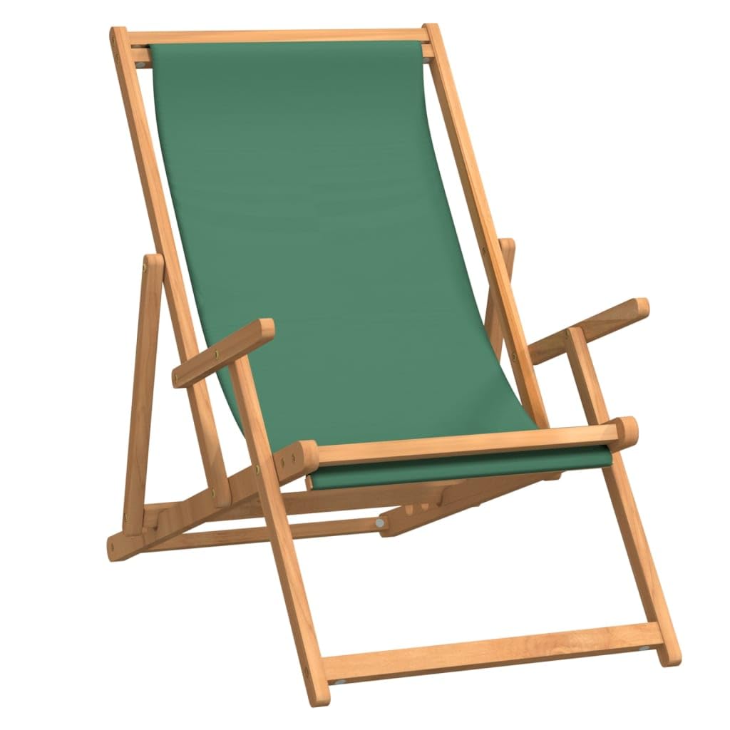 Składane krzesło plażowe z zielonego drewna tekowego, regulowane siedzisko i wygodne oparcie do ogrodu, na kemping lub na zewnątrz, łatwe przechowywanie i odporność na warunki atmosferyczne,