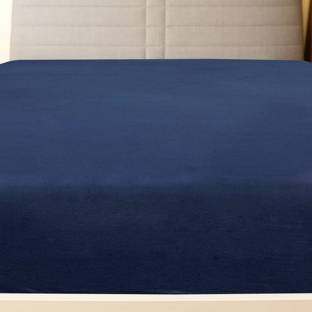 Drap housse de lit bleu marine en jersey de coton pour chambre d'enfant