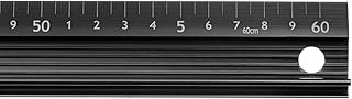 Raised Grip Metal Ruler 60cm Metric Ruler Measure Aluminum Alloy Anti Slip Protective Ruler Straight Cutting Ruler Measuring Tool with Hanging Hole for Cutting Measuring, Black