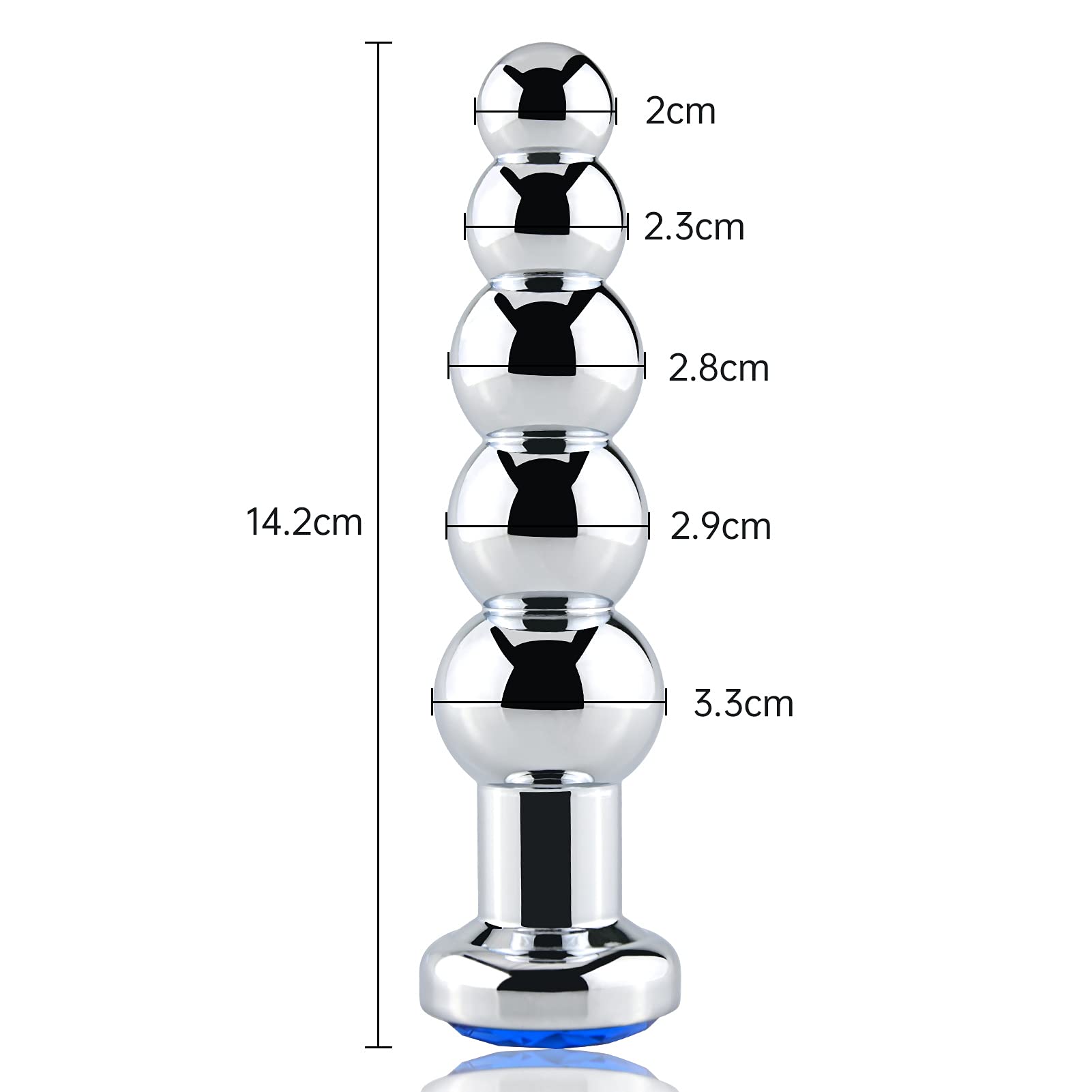 Roluck plug anal con perlas de metal con 5 bolas paso a paso joya plug anal consolador anal juguete sexual para mujer hombre, Azul
