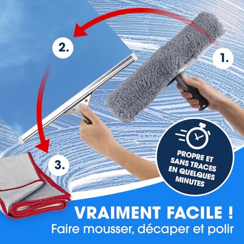 Set de nettoyage CLEANmaxx avec raclette balai microfibre pour vitres