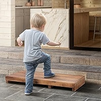 Foot Stool Holana 3.5in Height Wooden Step Stool For Adults (Fully Assembled) - 200 Lbs One Step Stools For High Bed Riser - Small Stepping Stool For Elderly, Seniors, Kid/Bathroom, Bed, Kitchen
