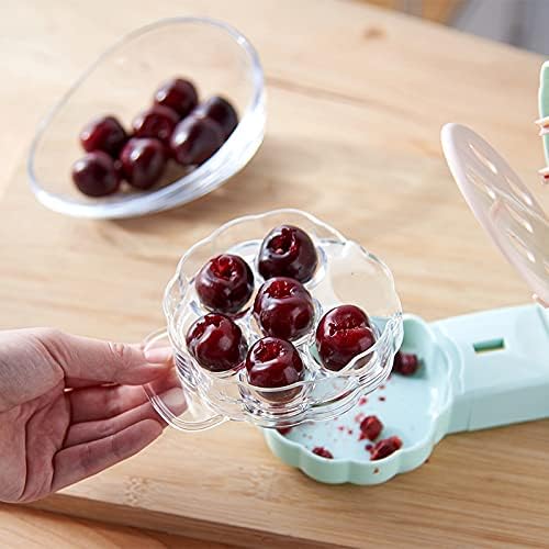 Eidoct Cherry Pitter, 6 Cherries Seed Remover, Portable Cherry Core Remover, Kitchen Gadget for Removing 6 Cherries at Once(Light Green)