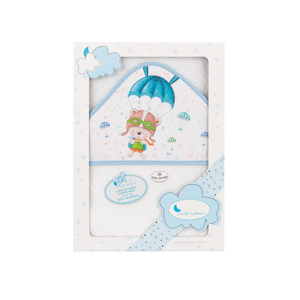 Interbaby 01228-11 Paracaidista Hooded Bath Cape White/Blue