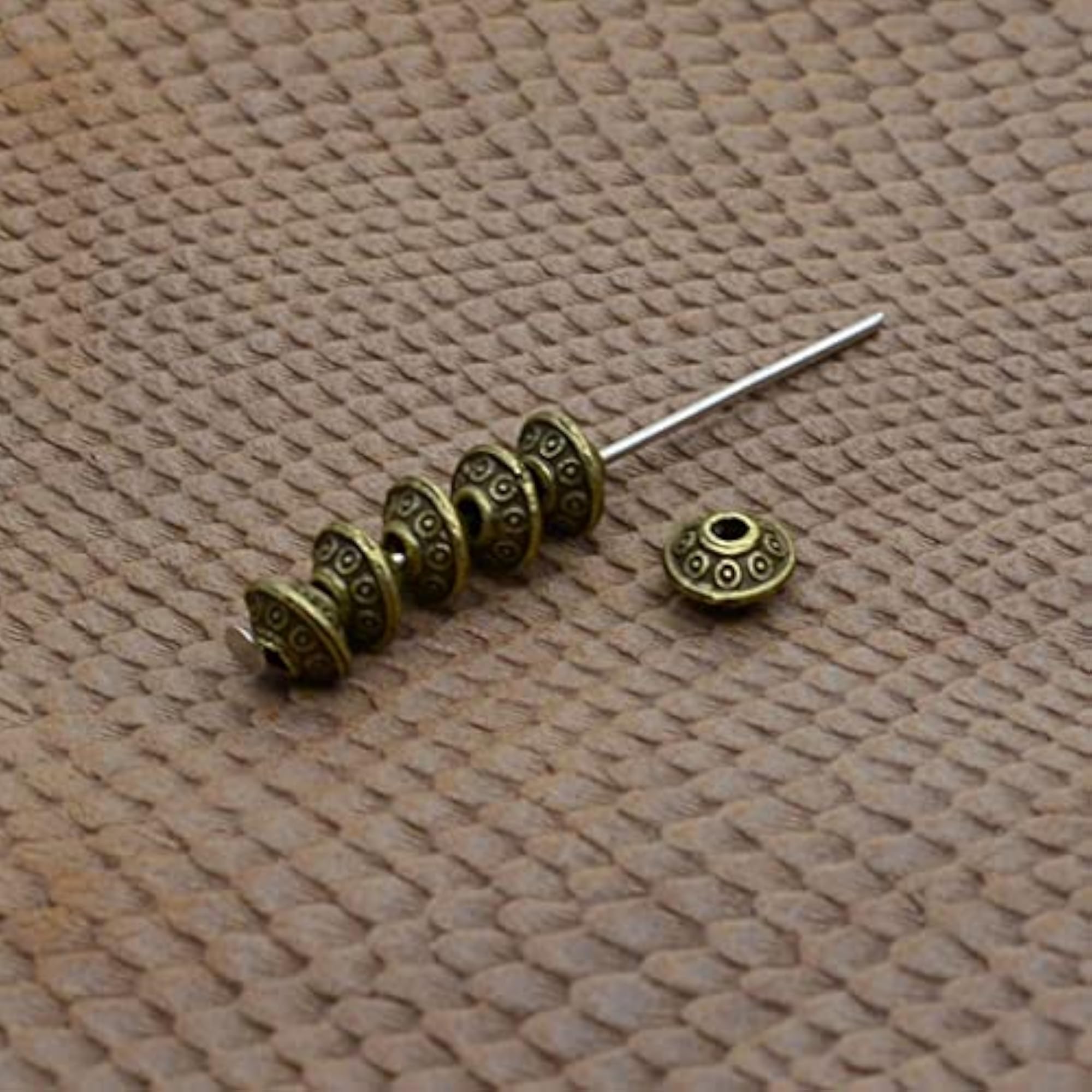 Vintage Bronze Pattened Bead Bicone Alloy Spacer Beads