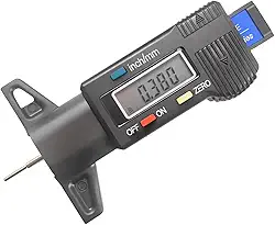 Medidor digital de profundidade de piso de pneu, verificador de desgaste de pneu de veículo portátil com resolução de 0,01 mm com visor LCD e conversão de polegadas/mm, ferramenta de medição
