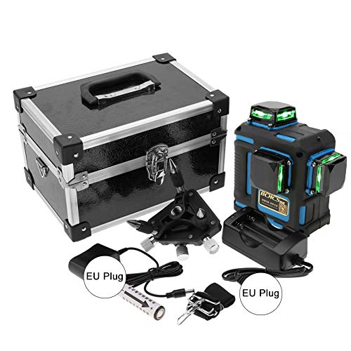 Akozon Nivel láser 12 Líneas Professional Nivel láser 3 * 360 grados horizontales y...