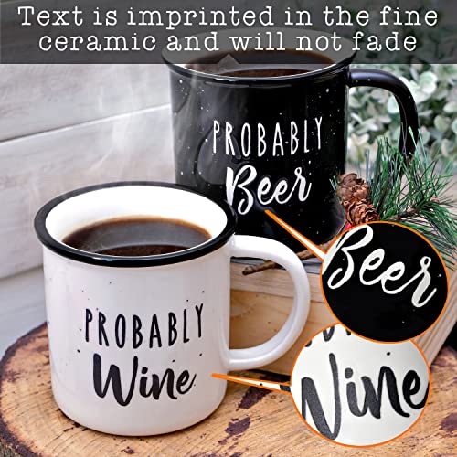 Mainevent Probably Beer Probably Wine Mug Set Of 2 Ceramic Coffee Mug, Funny Gift Beer Lover Any Occasion, Farmhouse Campfire Mugs Gift Idea, Funny Coffee Mug Men And Women Funny Saying #TOP2